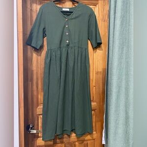Elegant Forest Green Midi Dress